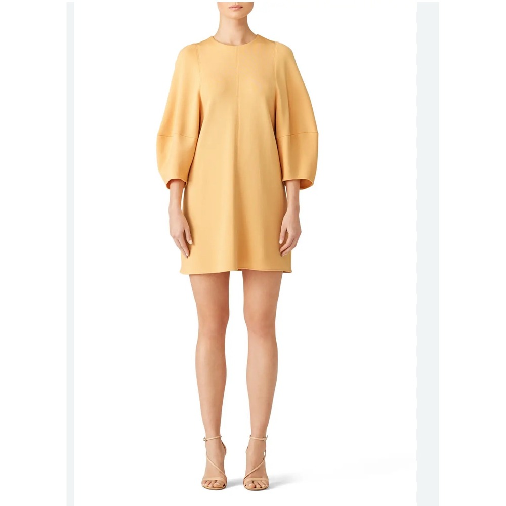 Tibi Balloon Sleeve Mini Dress in Apricot M? 3/4 Sleeve Button Back‎ Neck V